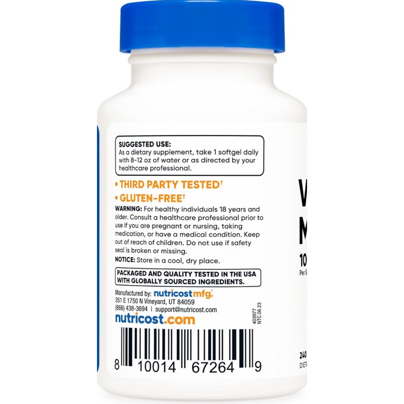 Nutri.cost Mk-7 Vitamin K-2 100 mcg 240 Capsules Exp