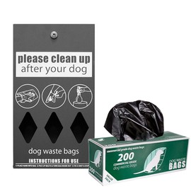Standard Starter Dog Waste Station/Roll Bag System - 100% Rust-Free Powder-Coated Aluminum - Includes 400 dog waste bags (Matte Black)