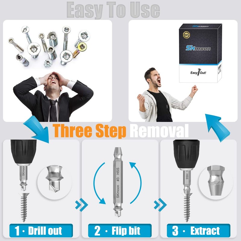 SKmoon Damaged Screw Remover and Extractor Set , Made From