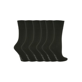 Gentle Grip - 6 Pairs of Cotton Rich Everyday Ladies Non Elastic Socks | Soft Top (4-8 UK, GG67 Black)