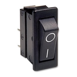 ARCOLECTRIC C1300ARBB-602AW Rocker Switch, Non Illuminated, SPST, On-Off, Black, Panel, 16 A