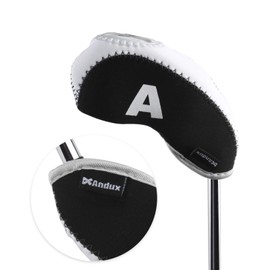 Andux Number Print Golf Club Iron Cover Headcover with Clear Window 10 Pack MT/S (Black/White)