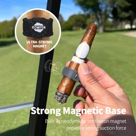 ROWFEN ROWFEN 2Pcs Magnetic Cigar Holder - Convenient Cigar Holder with Magnet and Adjustable Design - Fit for Golfing, Grilling, Fishing, Travel, and Outdoor Adventures (Black+Gray)