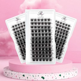 Individual Lashes 72 Cluster Lashes 3D False Eyelashes Natural Look D Curl Reusable Fluffy Individual Cluster Lashes Soft Eyelashes DIY Cluster Eyelash Extensions Mix 8-16MM