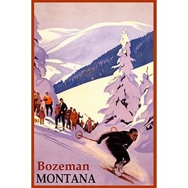 WINTER SPORTS BOZEMAN BRIDGER BOWL SKI AREA MONTANA DOWNHILL SKIING USA TRAVEL VINTAGE POSTER REPRO ON PAPER OR CANVAS (16" X 24" IMAGE MATTE PAPER)