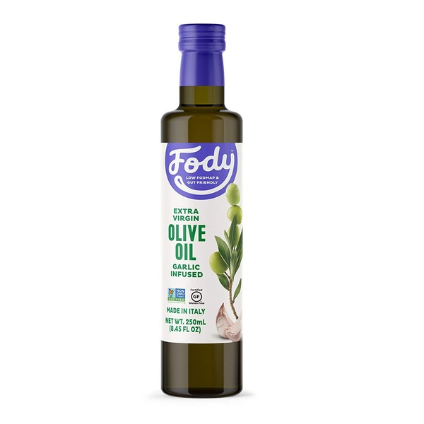 Fody Foods Vegan Extra Virgin Olive Oil | Italian Made Garlic Infused | Low FODMAP Certified | Gut Friendly | IBS Friendly Kitchen Staple | Gluten Free Non GMO