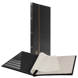 LIGHTHOUSE – “BASIC” Hard Cover Stockbook for Stamps – 16 Black Cardstock 9”x12” (A4) Pages with Clear Strips - Black