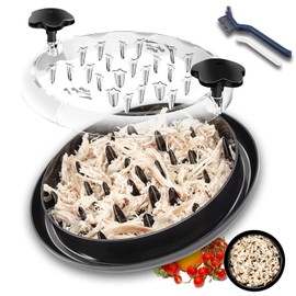 ADOTBLOB 11'' Chicken Shredder Twist Tool, Meat Shredder with Clear Cover, Black Chicken Shredder Anti Slip, Chicken Breast Shredder with Cleaning Brush Suitable for Pork, Beef, Dishwasher Safe