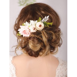 Kercisbeauty - Peineta para novia con diseño floral, color blanco