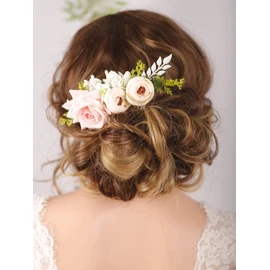 Kercisbeauty - Peineta para novia con diseño floral, color blanco
