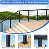 PLANTOP 35"x2"x2" Stainless Steel Cable Railing Post, Black Top Mount