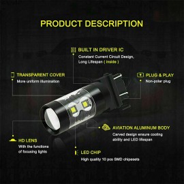 Cequent Unbranded 3156 LED Backup Reverse Light Bulbs 2X 6000K For MERCURY Grand Marquis 1989-2011