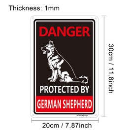 2 Pack 7.87 x 11.8 inches Protected by German Shepherd Sign, Beware of Dog Sign, Easy to Mount, UV Protected, Weather, Resistant, Waterproof, Durable Ink