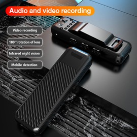 Mini Body Camera Video Recorder - IR Night Vision Pocket Cam With Mobile Detection, Power Off Storage, Back Clip - Portable Nanny Cam for Meeting Business