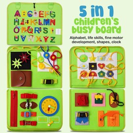 Oleadot Busy Board Montessori Toy for 3 4 5 Year Olds - Toys & Learning Resources for Preschoolers for Developing Fine Motor Skills - Toddler Travel Toys for Plane & Car - Gift for Kids, Girls, Boys