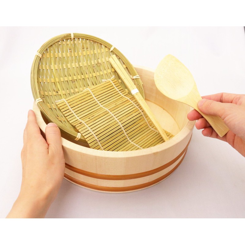 Ichihara Woodworkshop Hand Rolled Sushi Set, Sushi Tub, 10.6 inches