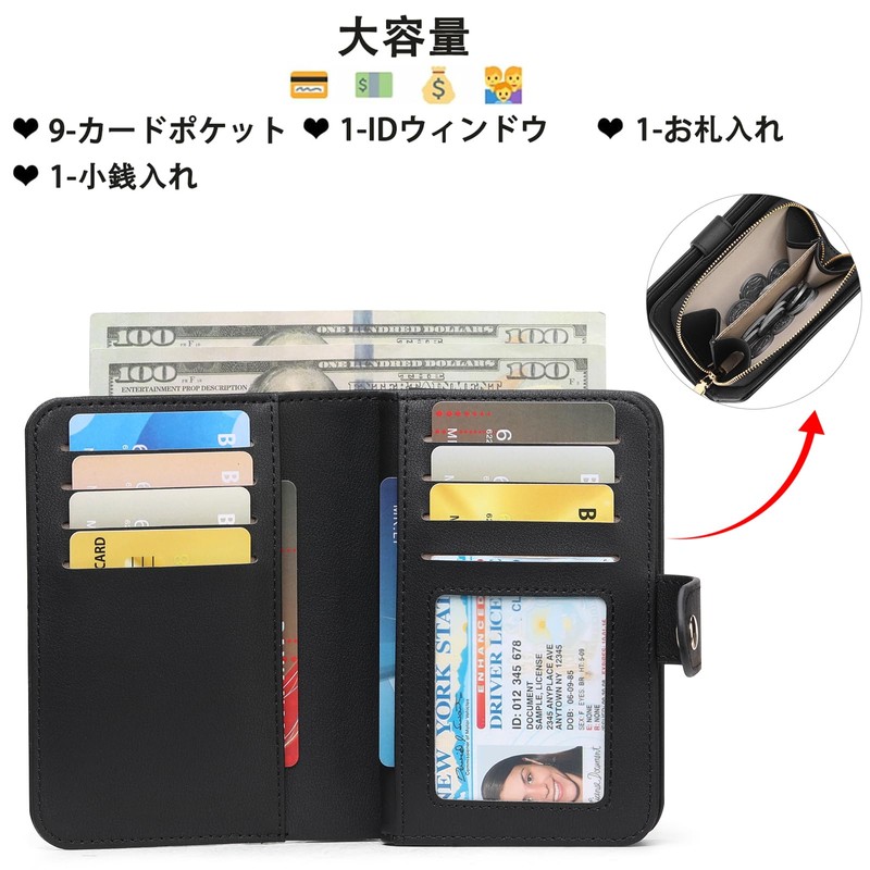 RNIEGA Women's Bifold Genuine Leather Lightweight Folding Wallet with Coin