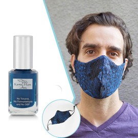 Karma Naturals Nail Polish - Non-Toxic with Matching Fashion Face Mask Breathable Washable Reusable Face Cover for Men & Women (Blue Floral Lurex Mask)