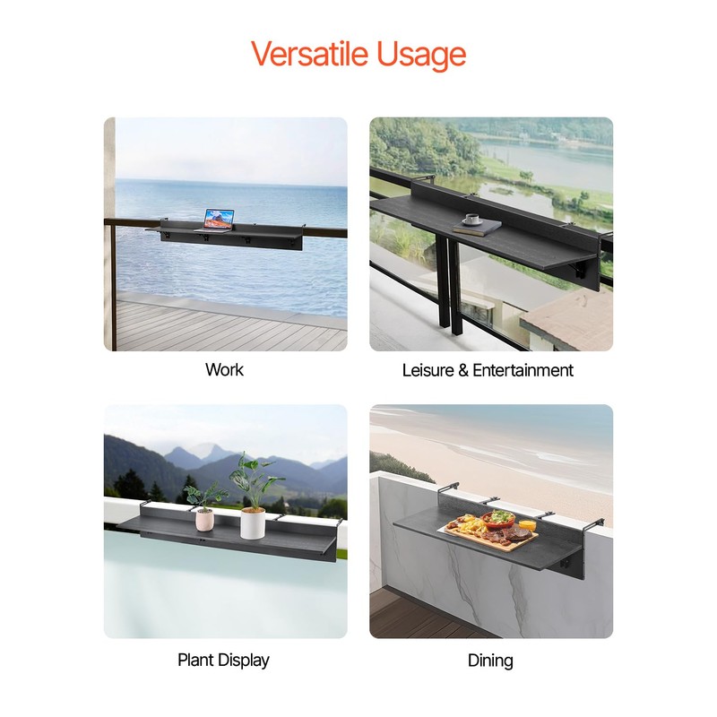 VEVOR Balcony Hanging Table, 59 x 12 inch, Outdoor Balcony