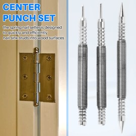 3 Pcs Nail Set and Hinge Pin Tool Center Punch Spring Loaded Nail Set for Door 1/32 Inch 1/16 Inch Dual, 1/8 Inch