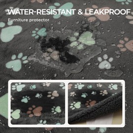 luciphia Waterproof Blanket for Dogs, Cats, Animals, Soft Double Layers, Anti-Pee Liquid Resistant Pet Blankets for Sofas Paw Print Dark Grey S (71 * 100cm)
