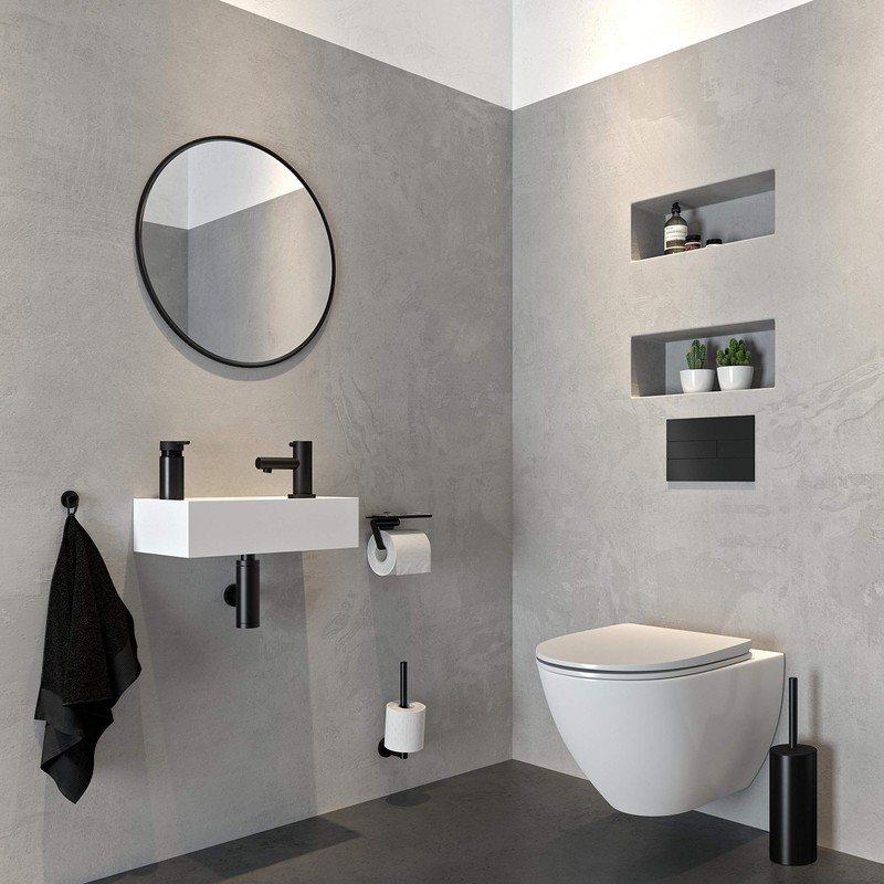 Tiger Noon Soap Dispenser Freestanding, Black, 5.5 x 13 x