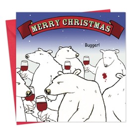 Twizler Funny Christmas Card Polar Bear Party - Merry Christmas Card Funny - Xmas Card - Mens Christmas Card For Him Husband Son Dad - Womens Christmas Card For Her Wife Daughter Mum