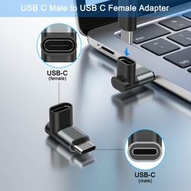 90 Degree USB-C Male to USB-C Female Adapter, Right Angle 20Gbps Data Transfer Type C PD Extender Compatible with ROG Ally, Steam Deck, Switch and More Laptop, Tablet, Phone