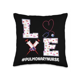 Pulmonary Nurse Job Designs Respiratory Therapist Pulmonary Valentine's Day Breathing Treatment Nursing Throw Pillow, 16x16, Multicolor
