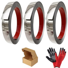 Silver Self-Adhesive Mirror Molding Trim – Set of 3 (16.4ft x 0.8in Each), Flexible Metal Border for Walls, Ceilings, and Mirrors – 8K Mirror Finish, Peel-and-Stick Installation