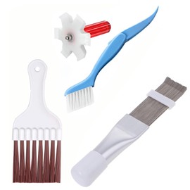 4pcs Air Conditioner Condenser Fin Cleaning Brush and Comb Set Fin Cleaner Fin Straightener Refrigerator Coil Cleaning Whisk Brush Folding Brush HVAC Maintenance Evaporator Radiator Repair Clean Tool