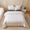 CLOTHKNOW Plaid Queen Size Comforter Set 3Pcs White Black Bedding