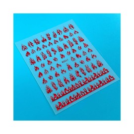 Generic Laser Red Fire Flame Self Adhesive Nail Decal Sticker 5 Colors Wg531 Laser Red Nail Wraps Art Stickers Manicure Supplies for Women for Home Nails Full Long Lasting Easy Apply and Remove