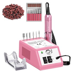 20000RPM Electric Nail Drill Professional Nail File Drill Acrylic Nails Kit for Manicure Gel Nail Polish Remover with 1 Pack of Sanding Bands(Pink) | JIASHENG