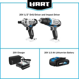 HART NEW HART 20-Volt Cordless 2-Piece 1/2-inch Drill and Impact Driver Combo Kit