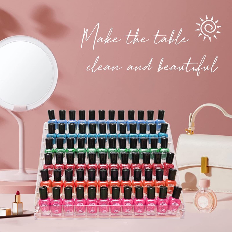 FFowcye Acrylic Nail Polish Organizer Rack, 6 Tier Holder Stand,