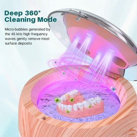 Voraiya 45kHz UV Ultrasonic Retainer Cleaner Machine, 360° Cleaning Pod, Ultrasonic Dental Cleaner Mouth Guard Cleaner for Aligner, Night Guard, Braces, Toothbrush, Jewelry