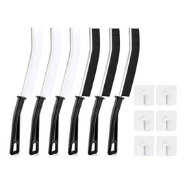Hitopin 6 Pieces Multifunctional Joint Brush, Hard Bristle Corner Cleaning Brush, Hard Bristles Gap Cleaning Brush, Flat with 6 Hooks, for Deep Cleaning of Windows, Bathrooms