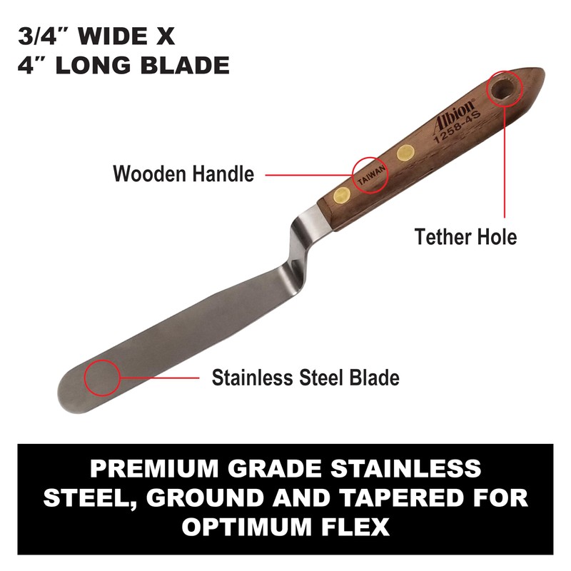 Albion Engineering Classic Offset Caulk Tooling Spatula, Stainless Steel,3/4” Wide