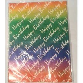 NOS 1980's Vintage Rainbow  Happy Birthday Gift Wrap Paper