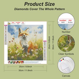 Acudotr Diamond Painting Kits for Adults, 5D DIY Diamond Art Kits for Beginners, Full Drill Diamond Painting Kits for Home Wall Decor, Daisy Fox, 12x12 Inch