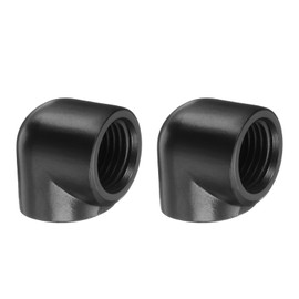 sourcing map 2pcs 90 Degree Elbow Water Cooling Adapter G1/4" Thread Female to Female Compression Connector Fitting Copper Extender Fitting for Computer PC Water Cooling System, Black