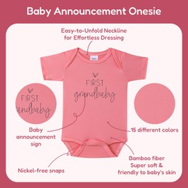 BIBIBLISSBABY Pregnancy Announcement-Baby Announcement Onesie First Grandbaby Gift for Grandparents,Newborn Baby Surprise to Grandma,Grandpa,Husband,Aunt,Family(0-3months,Apple Blossom)