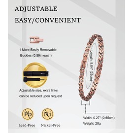 UtenoTureH Copper Magnetic Ankle Bracelet for Women for Arthritis, 99.99% Pure Copper Fishtail Design Magnetic Therapy Jewelry with Adjust Tool