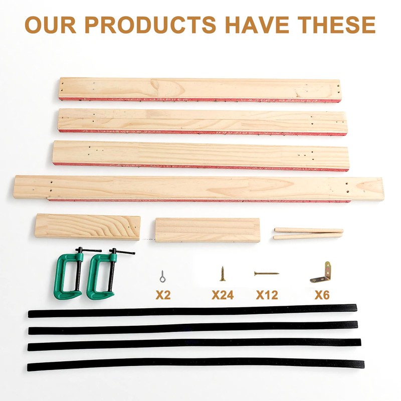 Rug Tufting Frame, 29.5in X 29.5in Wooden,with Rubber Strips for