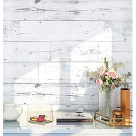 HAOKHOME Peel and Stick Wood Wallpaper Shiplap Light Grey/White/Blue Distressed Wood Plank Removable Shelf Liner Contact Paper 17.7in x 9.8ft