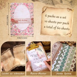 Scrapbooking Paper Scrapbook Accessories Beautiful Lace Edges Vintage Leaves Set of 60 Junk Journaling Accessories Collage Background Decorative for Cards Crafts and Crafts DIY Decoration