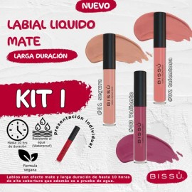 Labiales Liquidos Mate Bissu Labios Set 3 Tonos                                                                                                       