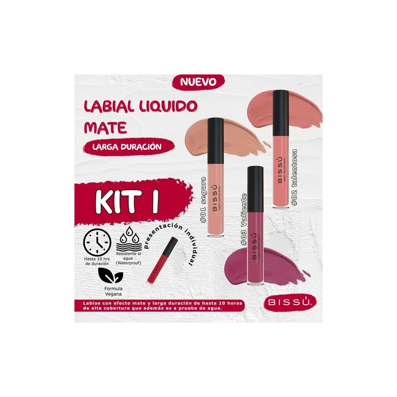 Labiales Liquidos Mate Bissu Labios Set 3 Tonos
