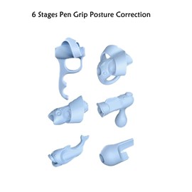 SIETIOJI Pencil Grips for Kids Handwriting 6 Stages Pencil Grip,Pencil Grippers for Kids Handwriting Aid Correction Tool for Preschool Homeschool Kindergarten (Blue)